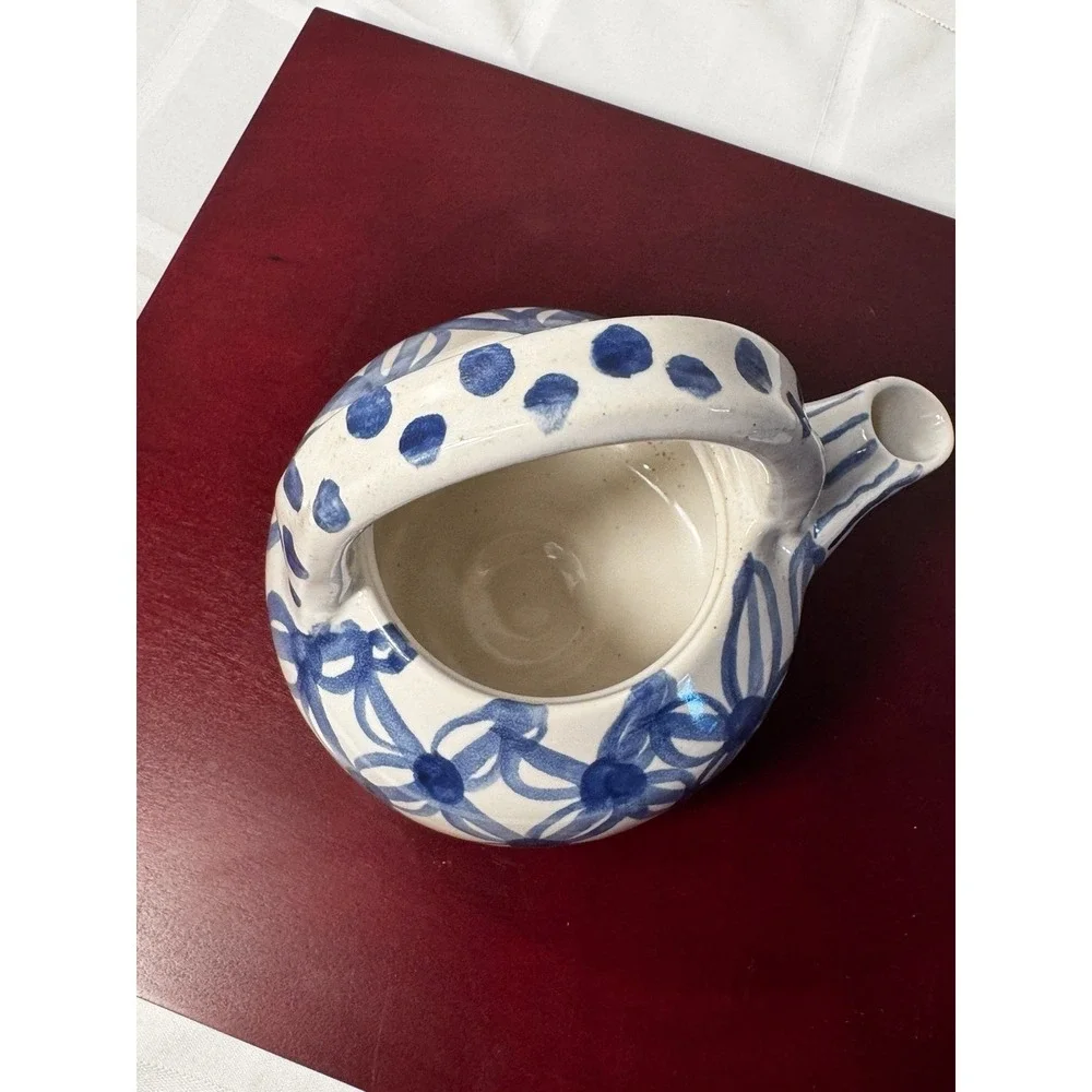 Vintage Blue and White Tea Pot with Lid, Asian Design
